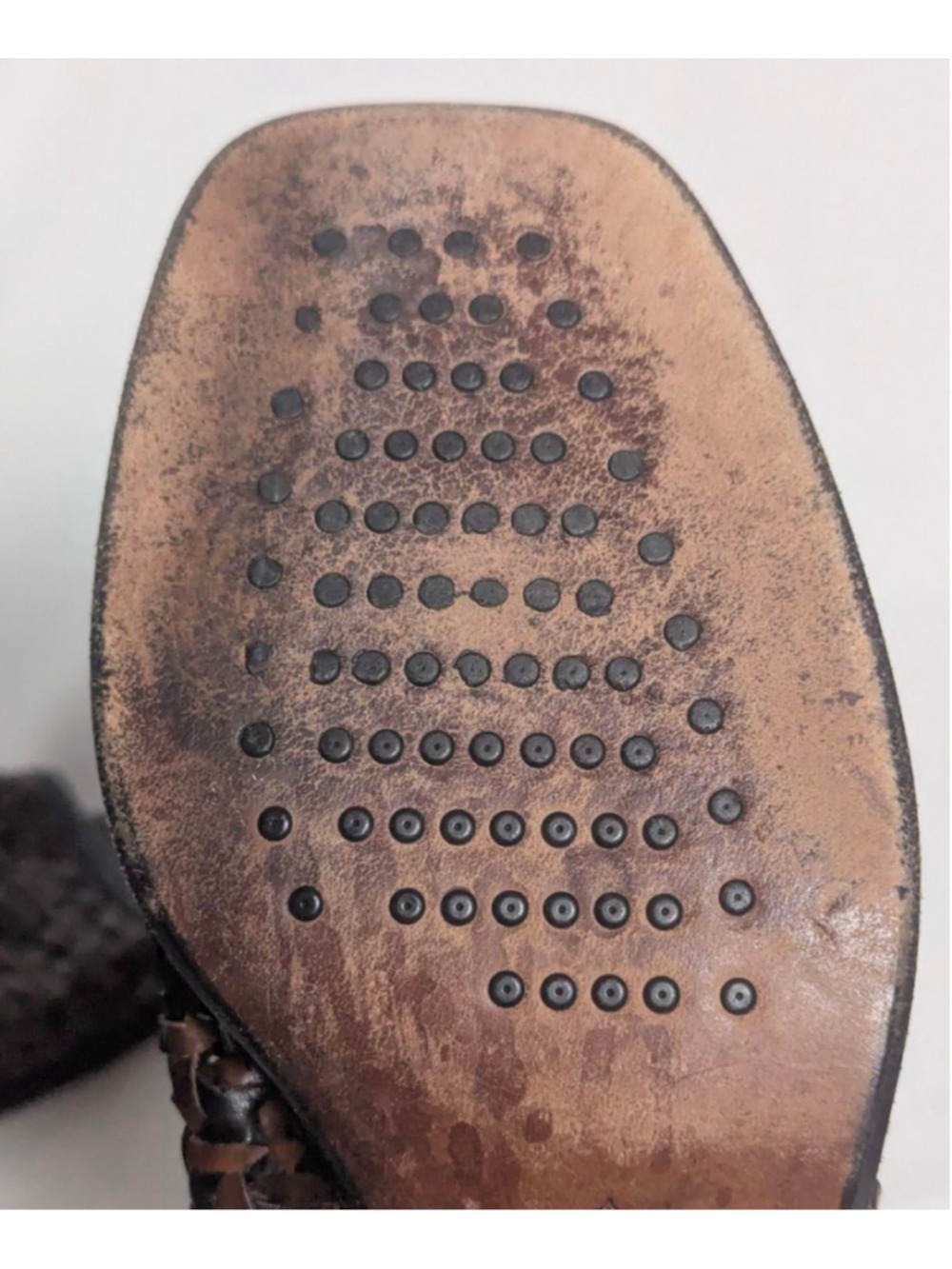 Cole Haan Italy Woven Leather Slingback Heels Brown Black Size 8 - Picture 9 of 9